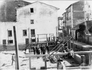 Fotografía de la construcción del Teatro de Bellas Artes. 1920